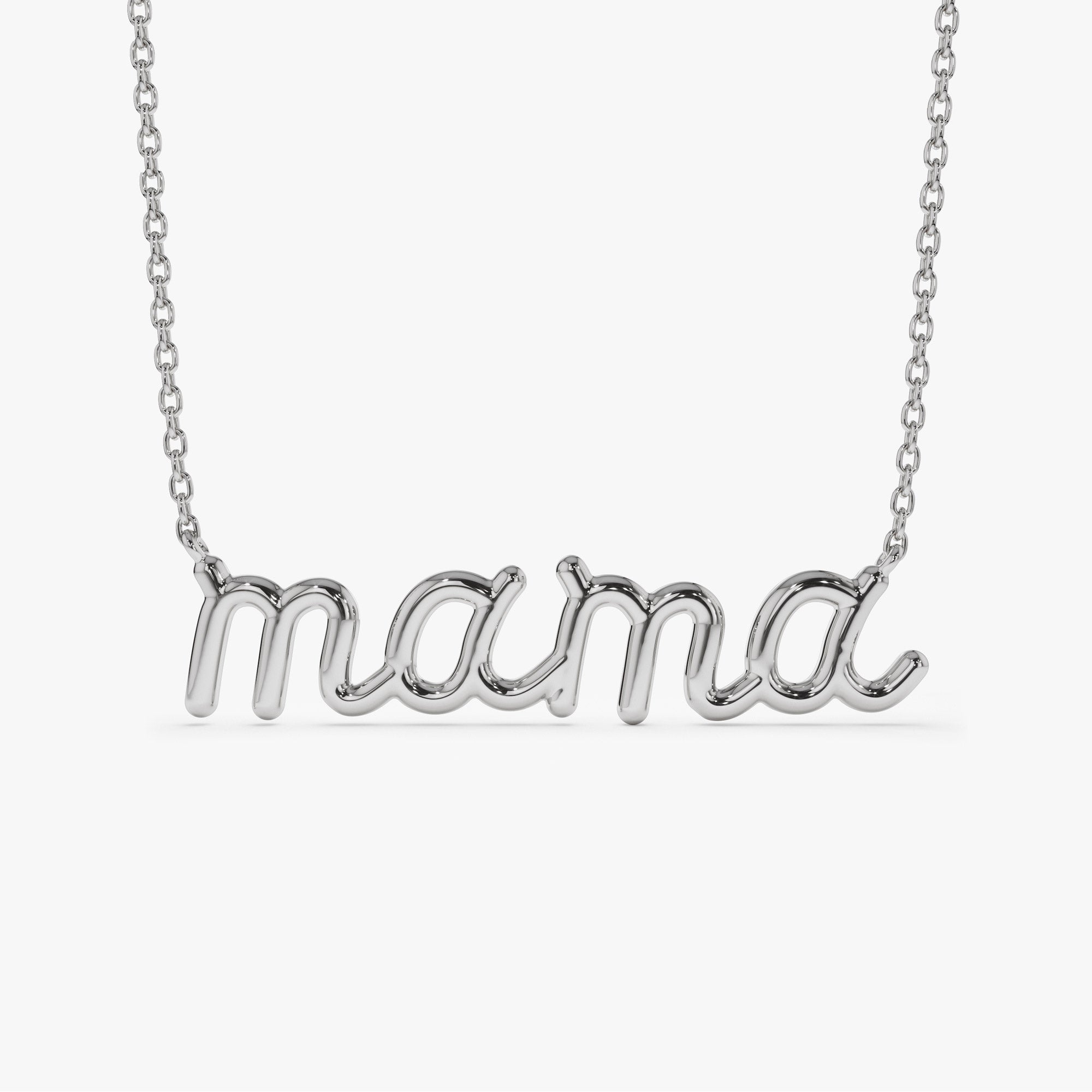 OBFJ1420 - 14k Plain Gold Script Mama Necklace 5