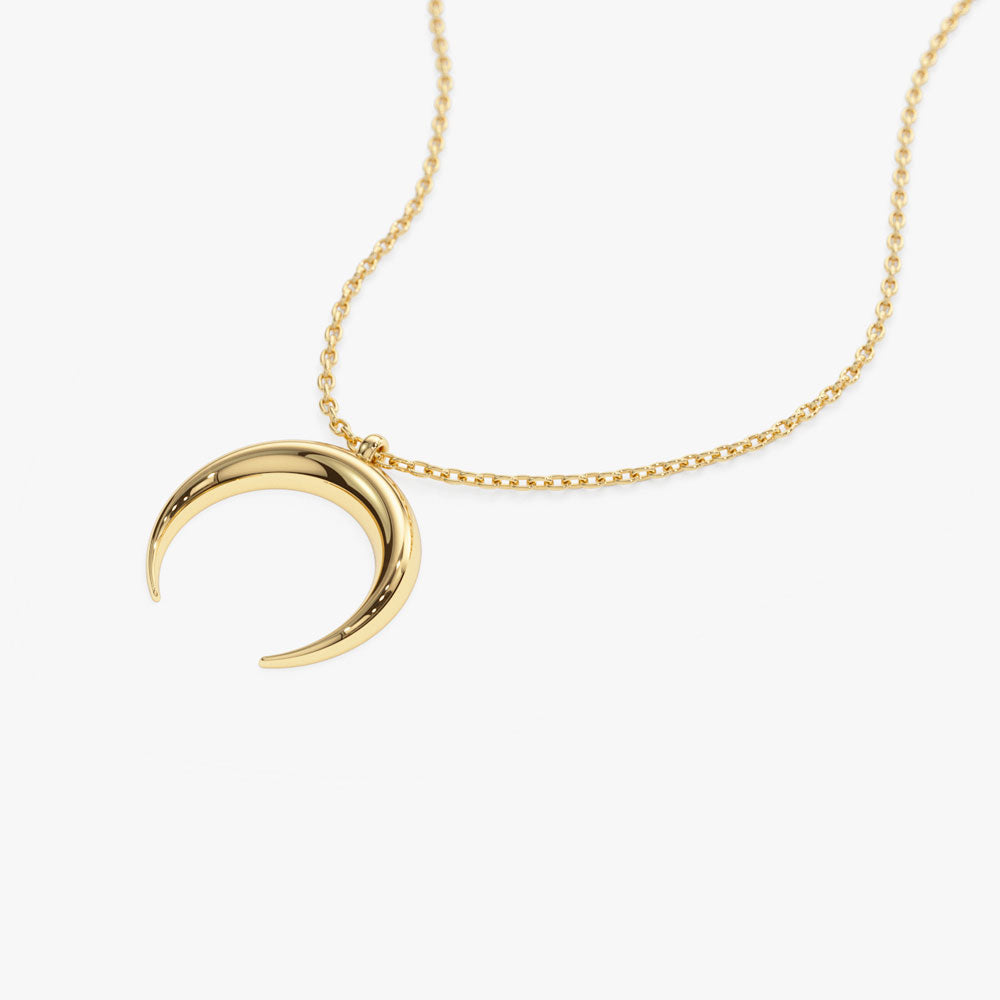 OBFJ1298 - 14K Plain Gold Crescent Moon Necklace 6