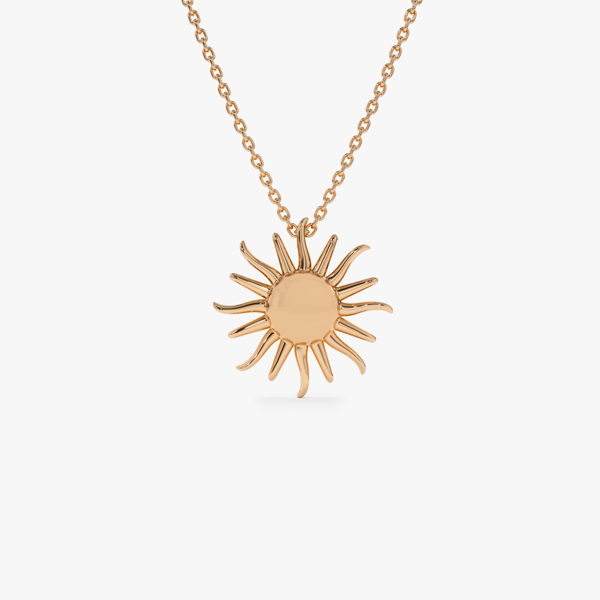 OBFJ1252 - 14k Gold Glowing Sun Charm Necklace 4