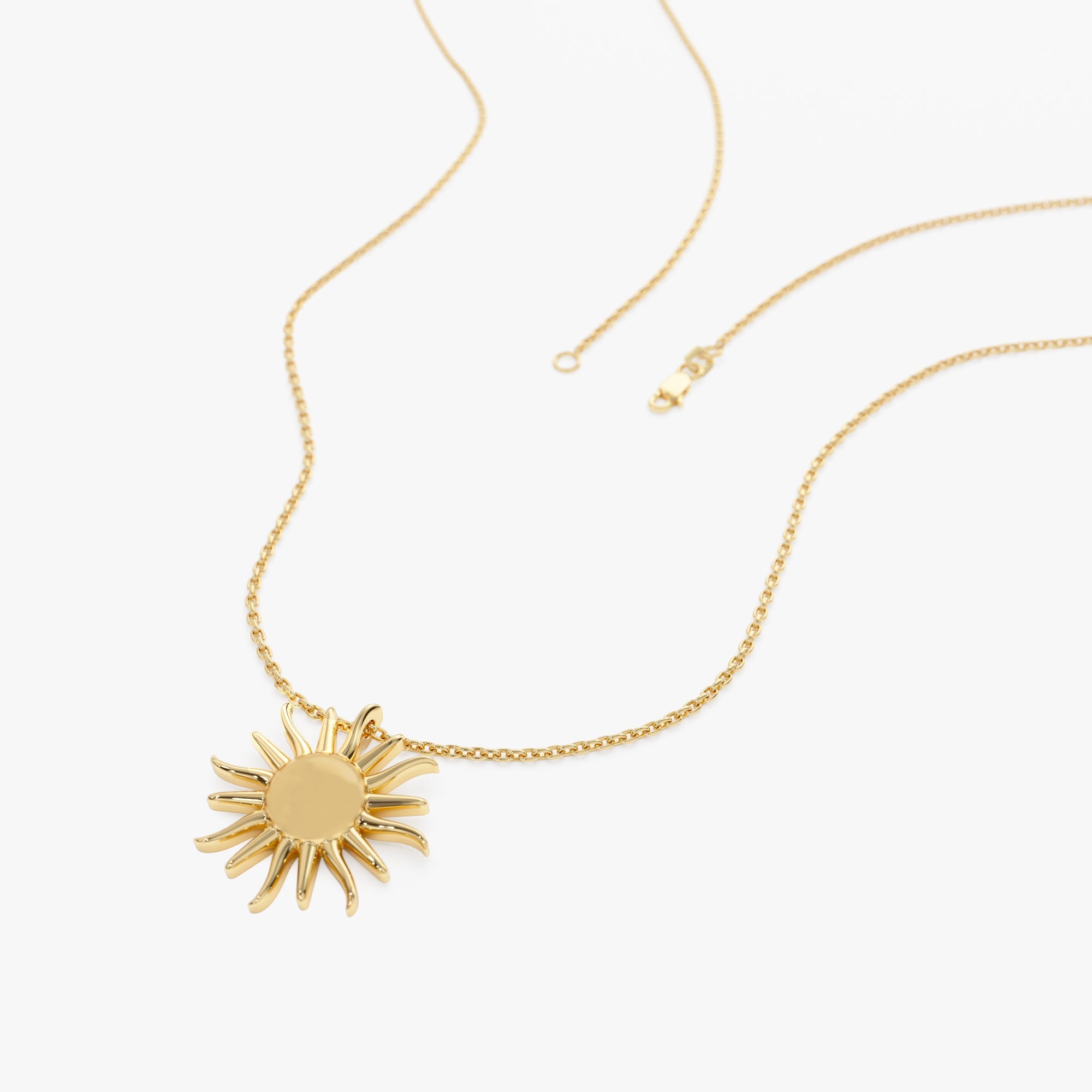 OBFJ1252 - 14k Gold Glowing Sun Charm Necklace 6