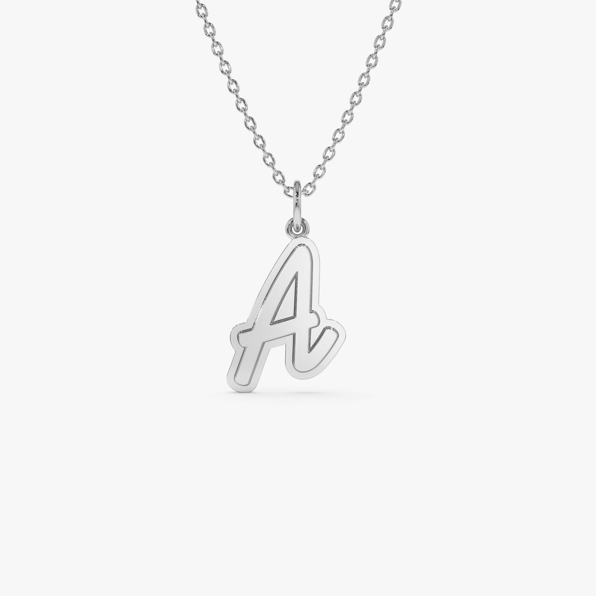 OBFJ1200 - 14K Solid Gold Script Font Initial Layered 3D Necklace 6