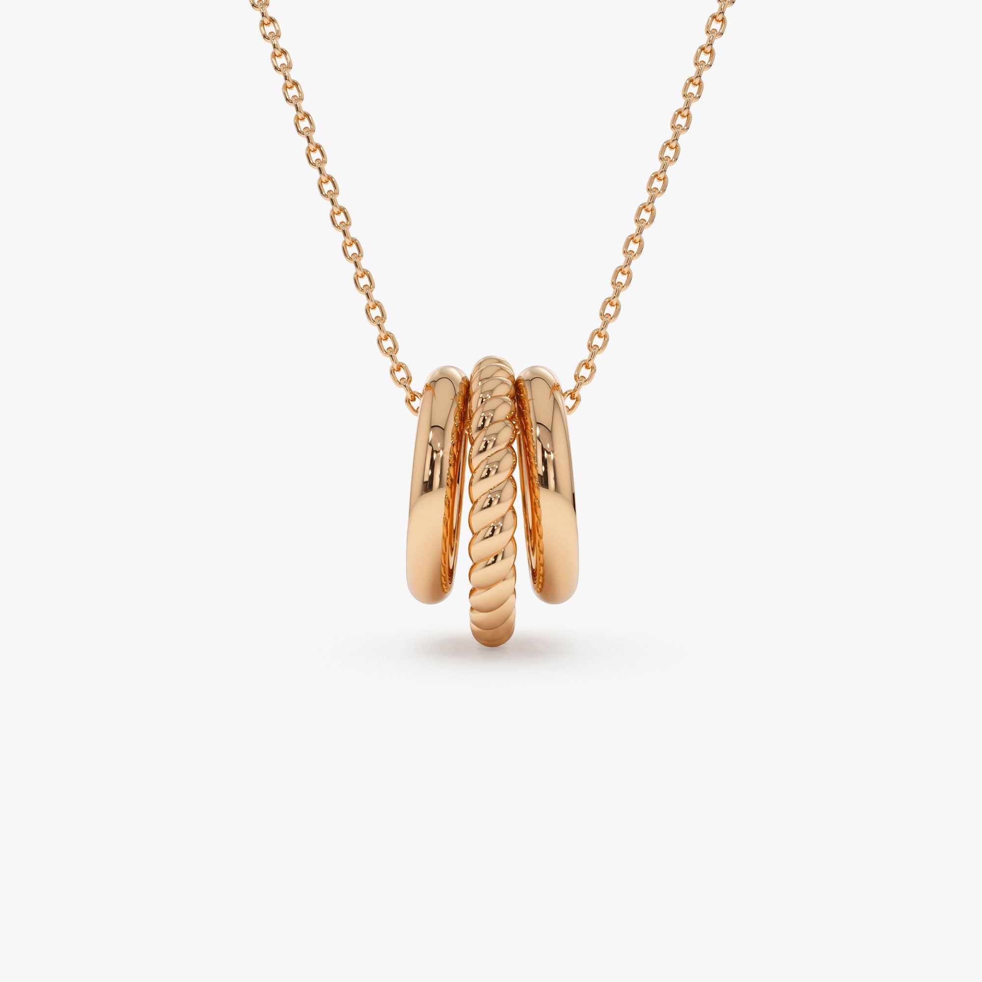 OBFJ0928 - 14k Three Ring Eternity Circle Necklace 7