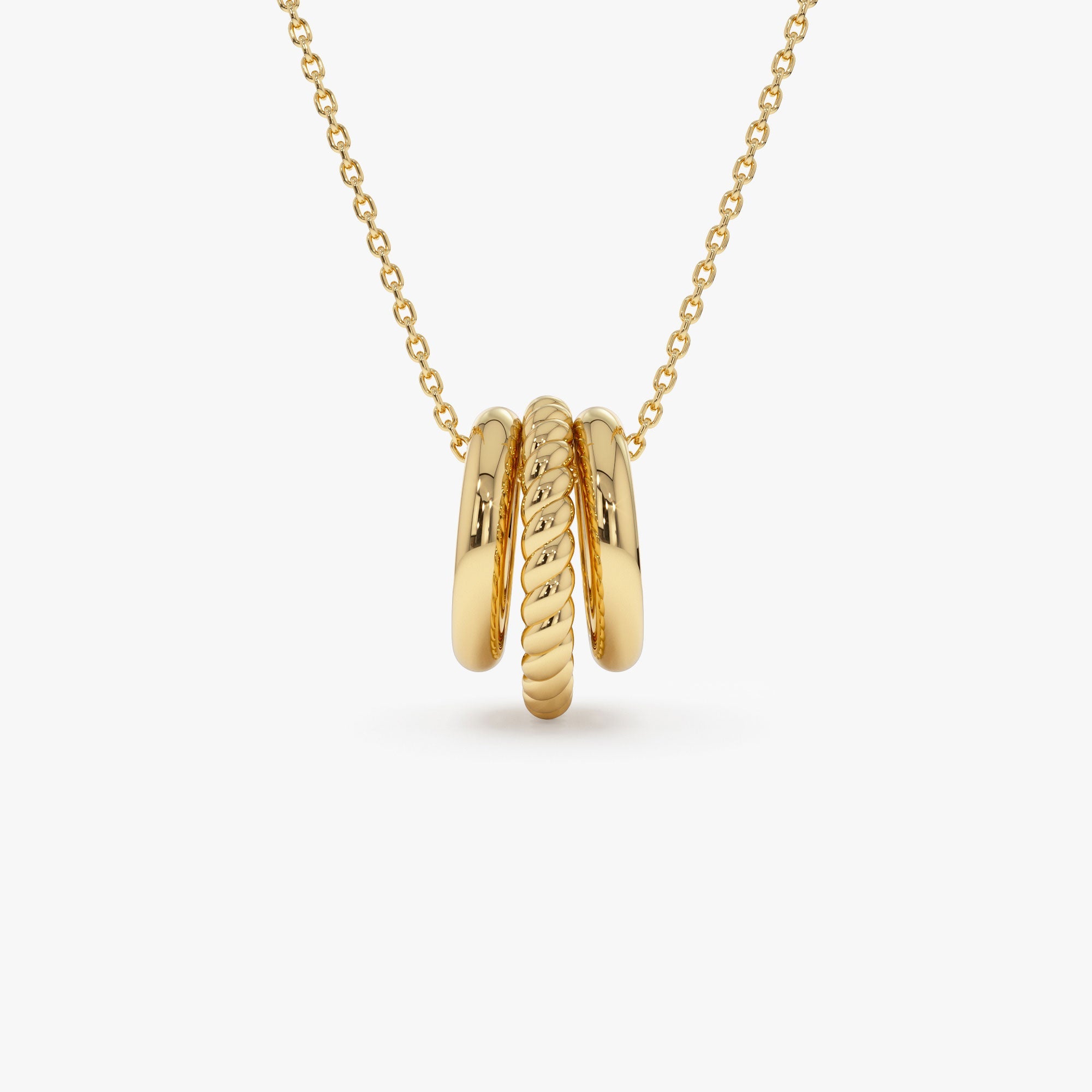 OBFJ0928 - 14k Three Ring Eternity Circle Necklace 1