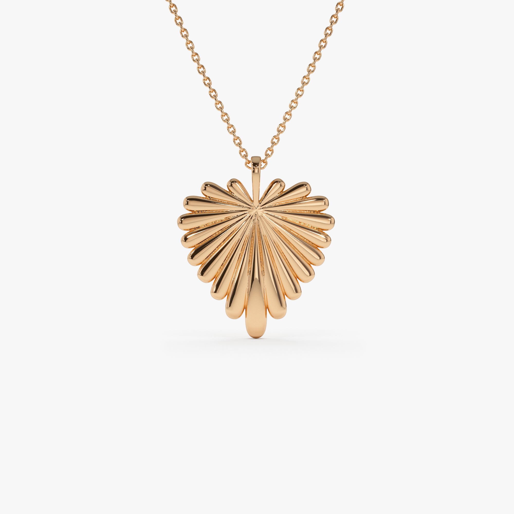 OBFJ0916 - 14K Solid Gold Sunburst Heart Necklace 4