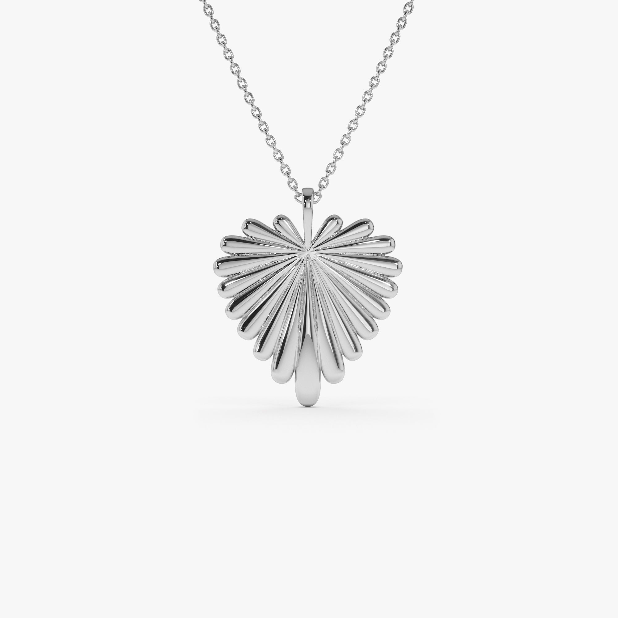 OBFJ0916 - 14K Solid Gold Sunburst Heart Necklace 5