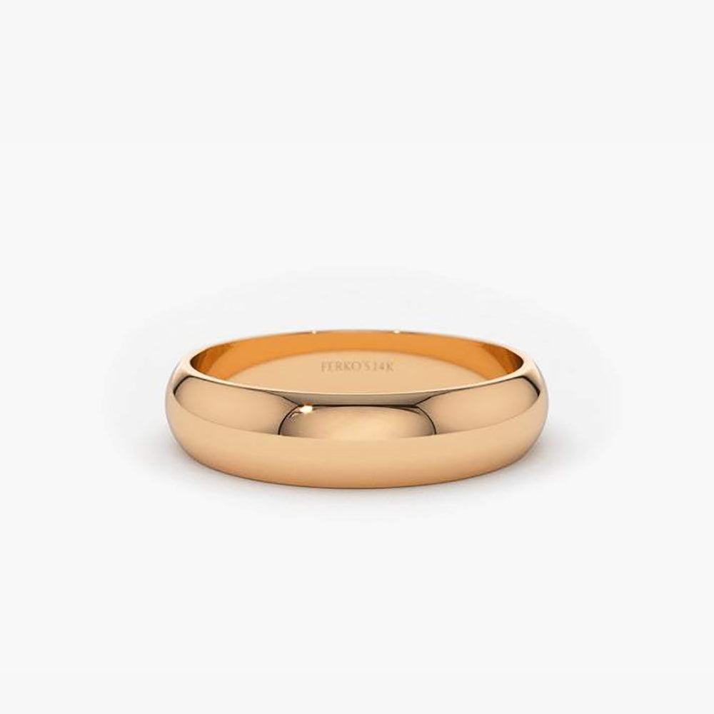 OBFJ1942 - 14k Classic Dome 4MM Unisex Wedding Ring 5