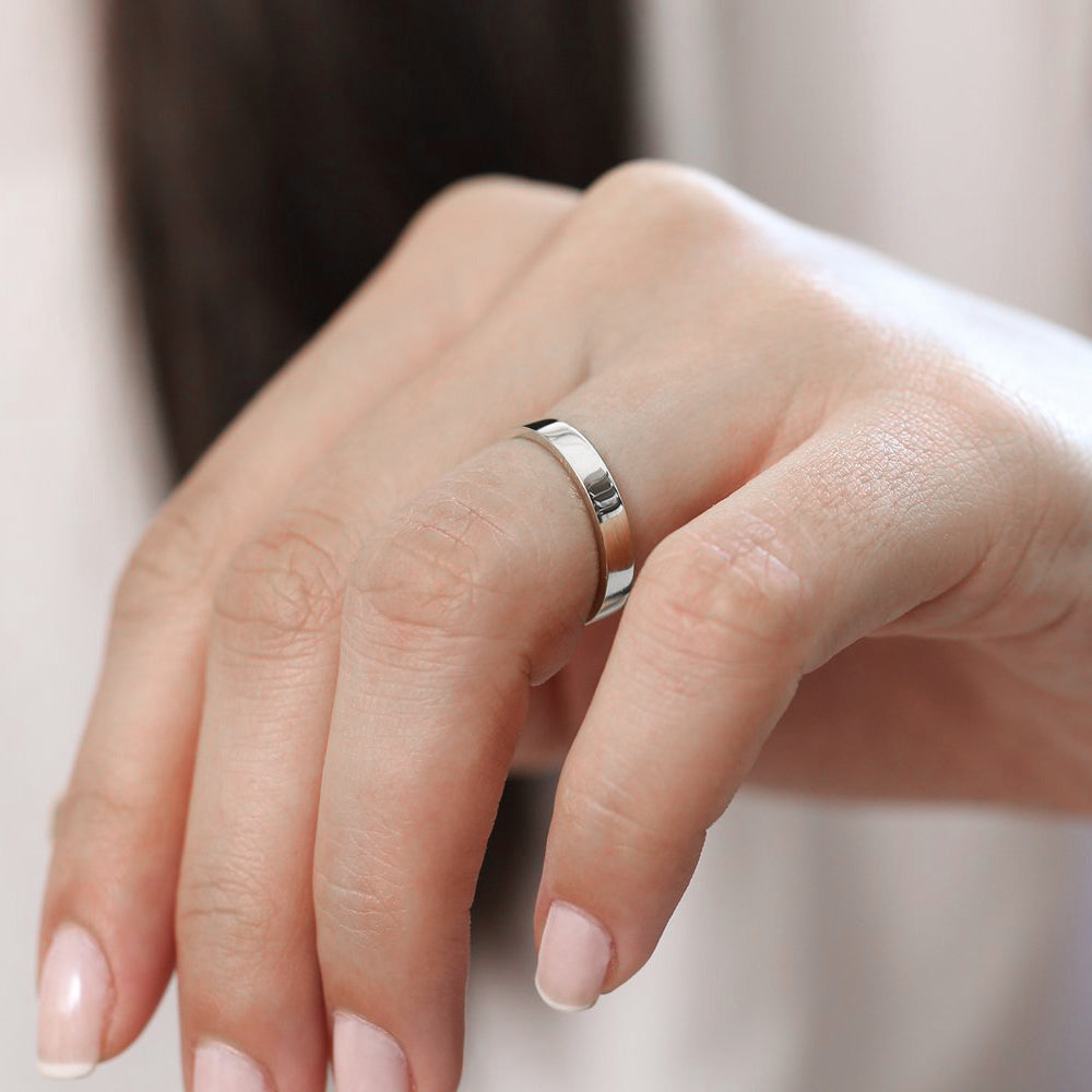 OBFJ2106 - Platinum 3MM Flat Wedding Band 2