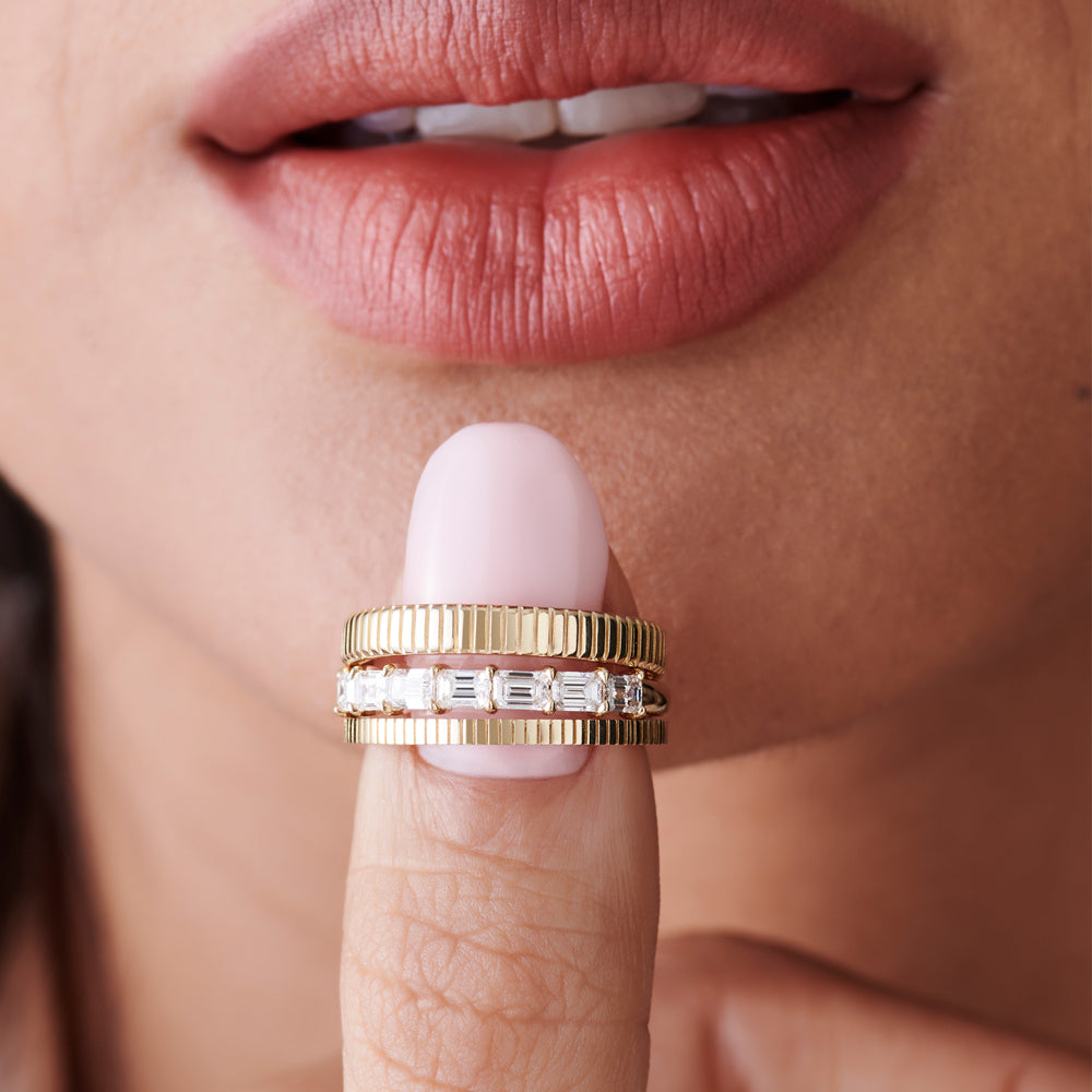 OBFJ2252 - 1.5MM Ribbed Ring in 14k Gold 2