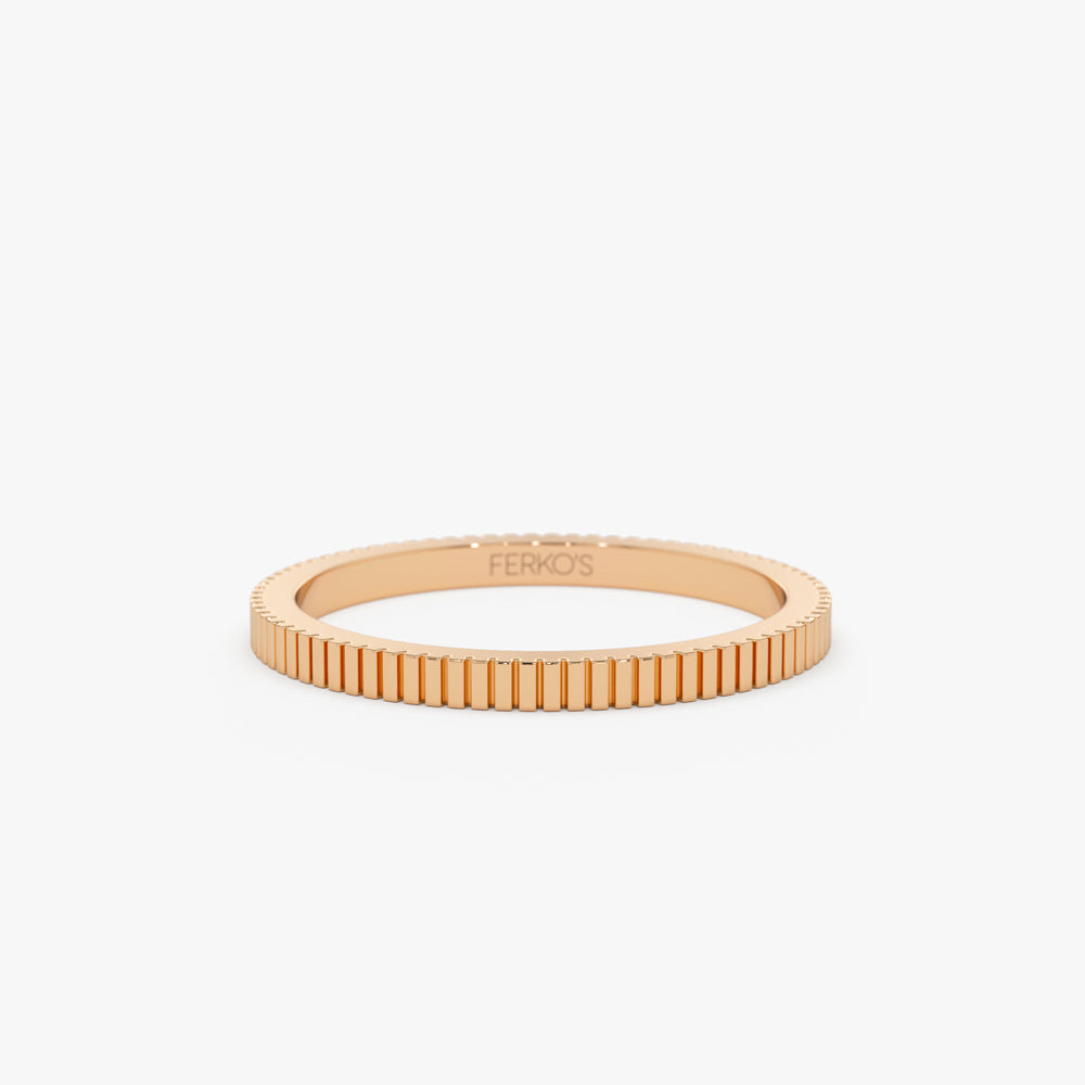 OBFJ2252 - 1.5MM Ribbed Ring in 14k Gold 5