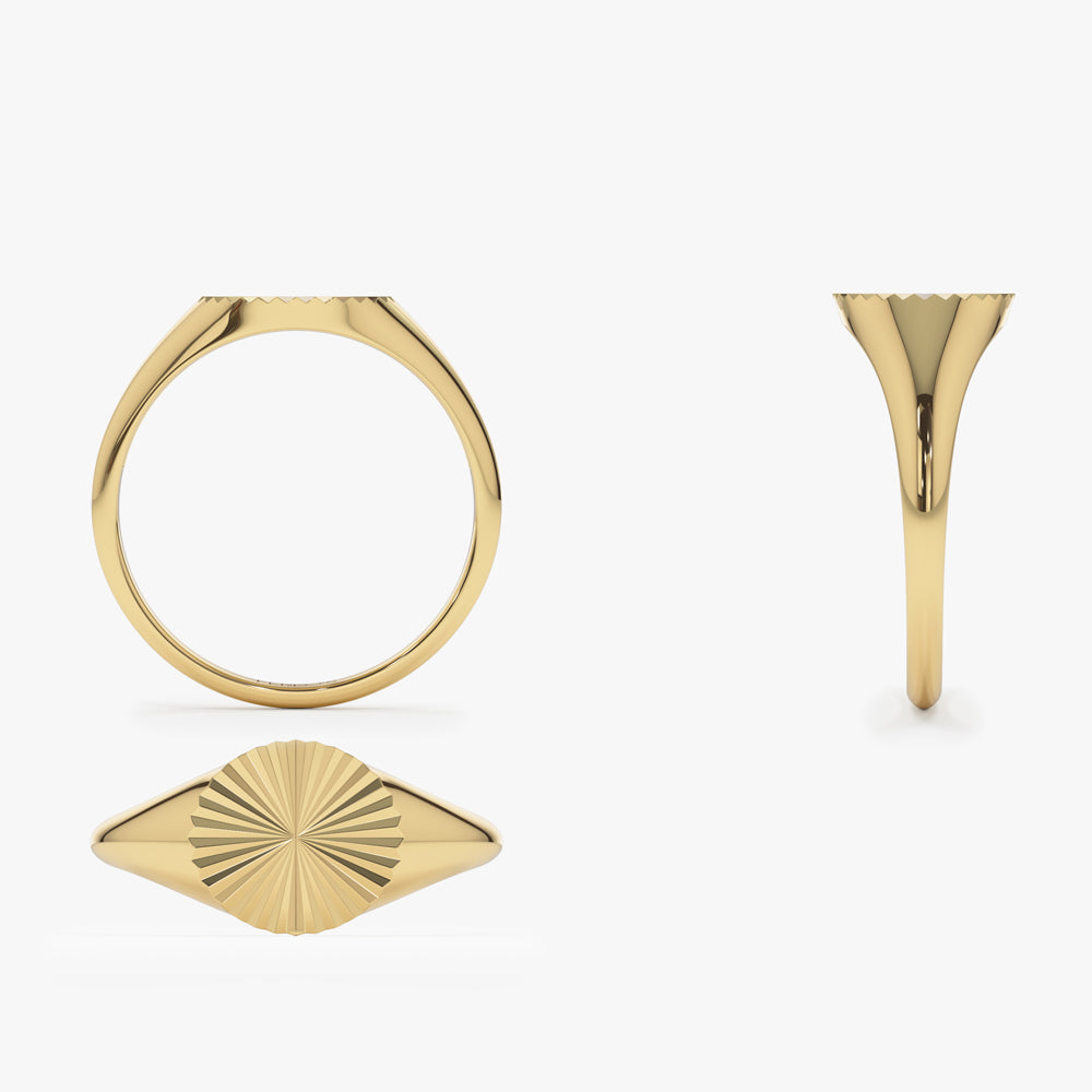 OBFJ2271 - 14k Gold Sun Signet Ring 7