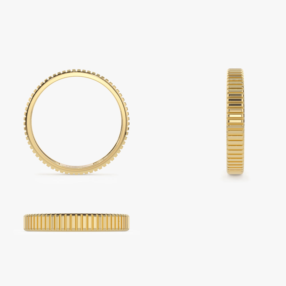 OBFJ2251 - 3MM Ribbed Ring in 14k Gold 10