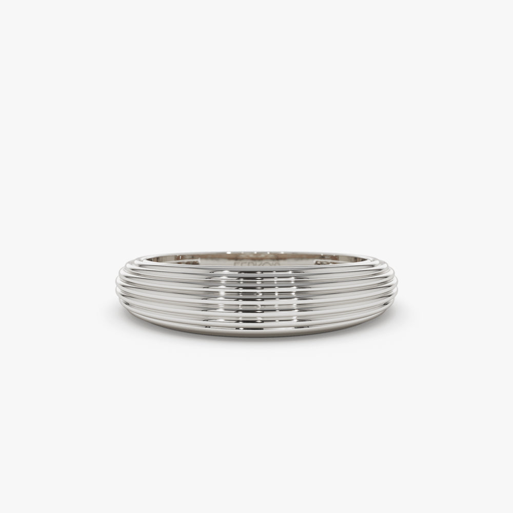 OBFJ2247 - 14k Unique Multi Lined 5MM Dome Gold Ring 8