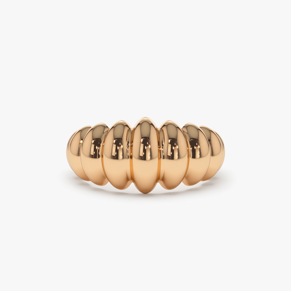 OBFJ2250 - 14k Gold Bold Dome Croissant Ring 5