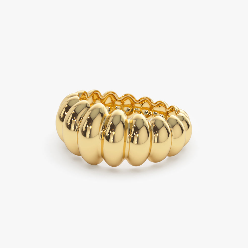 OBFJ2250 - 14k Gold Bold Dome Croissant Ring 7