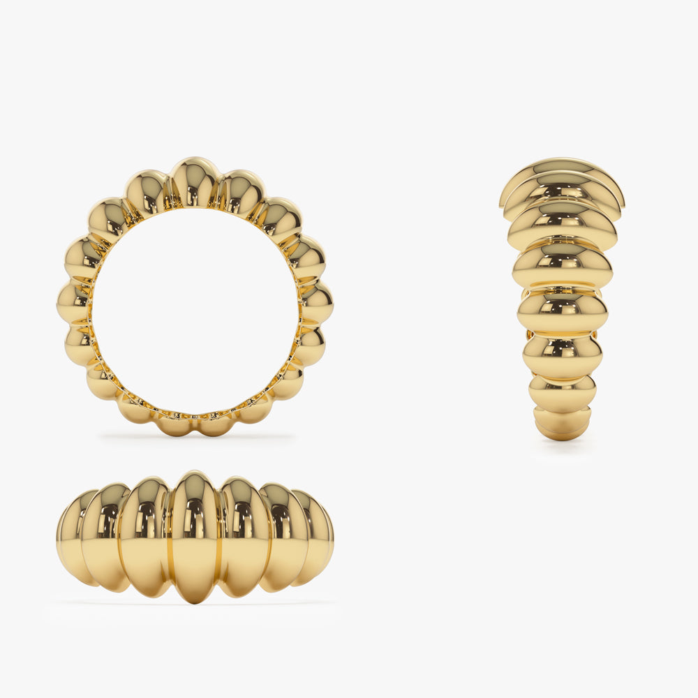 OBFJ2250 - 14k Gold Bold Dome Croissant Ring 8