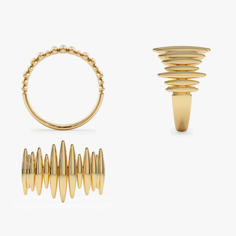 OBFJ1547 - 14k Unique Statement Gold Ring 7