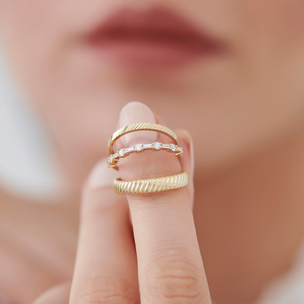 OBFJ0934 - 14k Solid Dome Croissant Ring 3