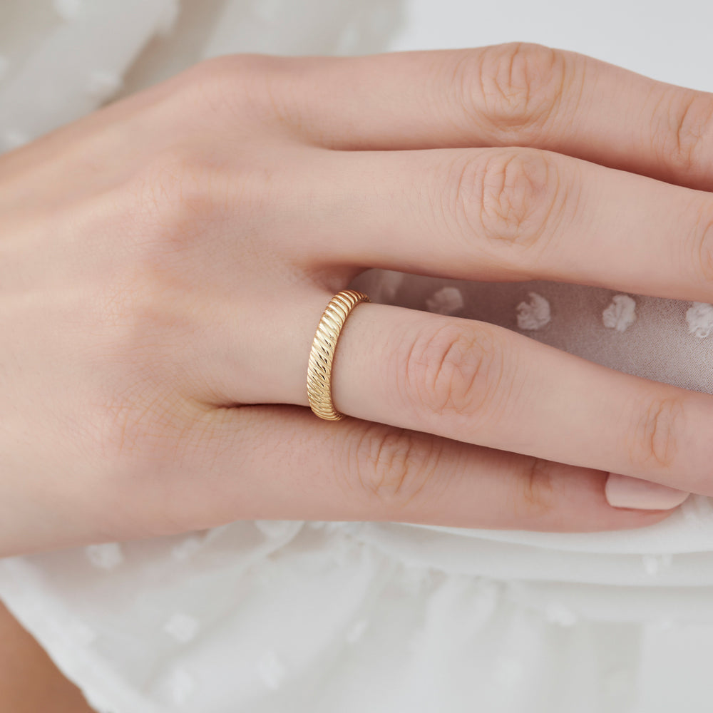 OBFJ0934 - 14k Solid Dome Croissant Ring 2
