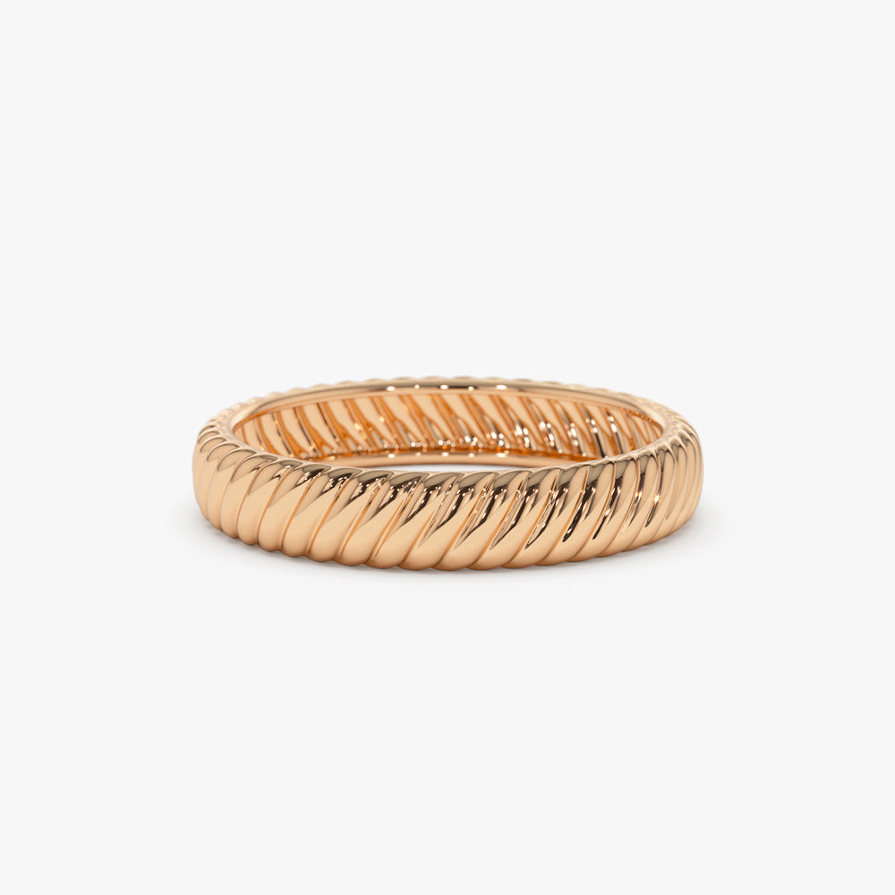 OBFJ0934 - 14k Solid Dome Croissant Ring 4