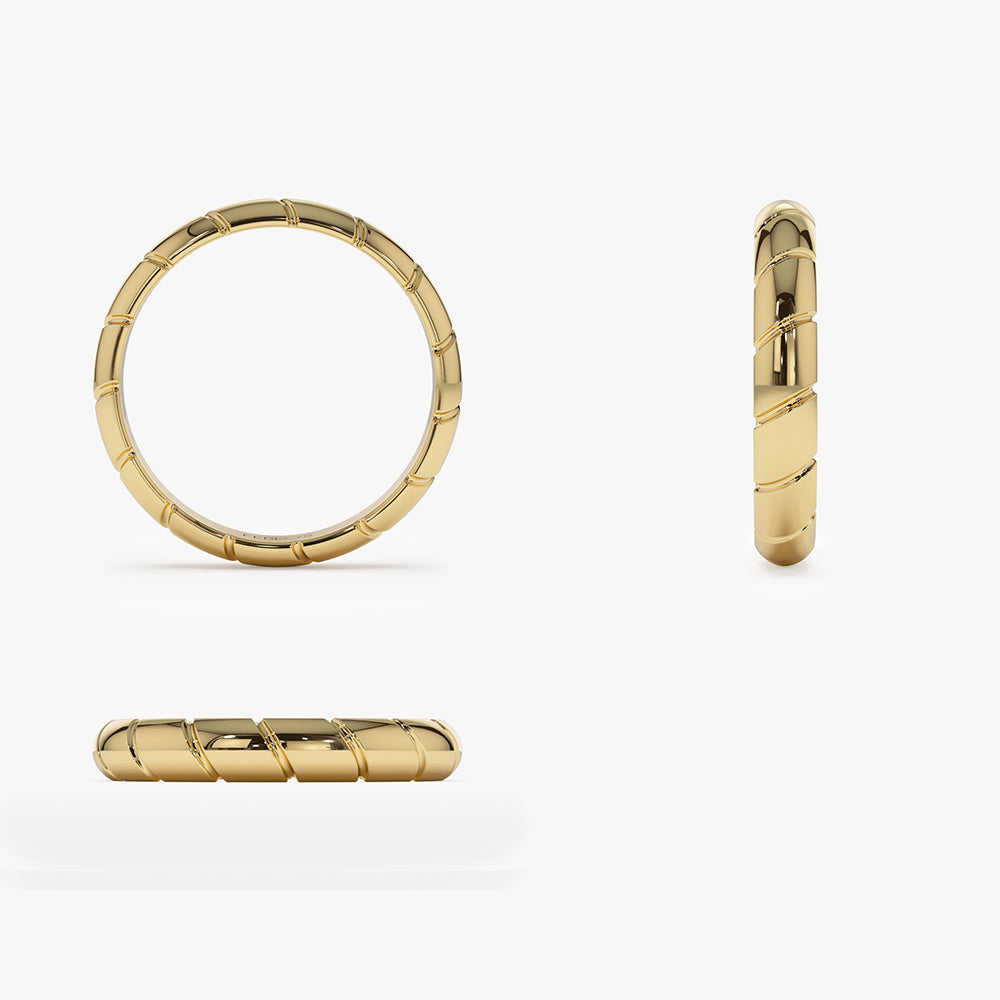 OBFJ1499 - 14k 3MM Unique Diagonal Cut Design Gold Ring 8