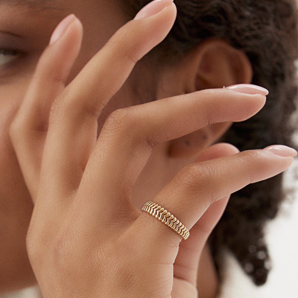 OBFJ1490 - 14k Unique Statement Stacking Gold Ring 3