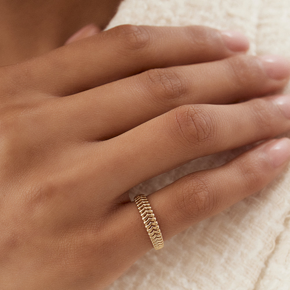 OBFJ1490 - 14k Unique Statement Stacking Gold Ring 2