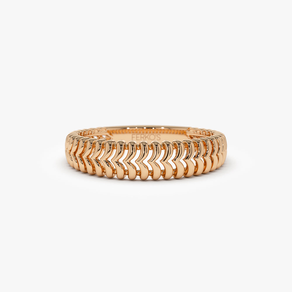 OBFJ1490 - 14k Unique Statement Stacking Gold Ring 5