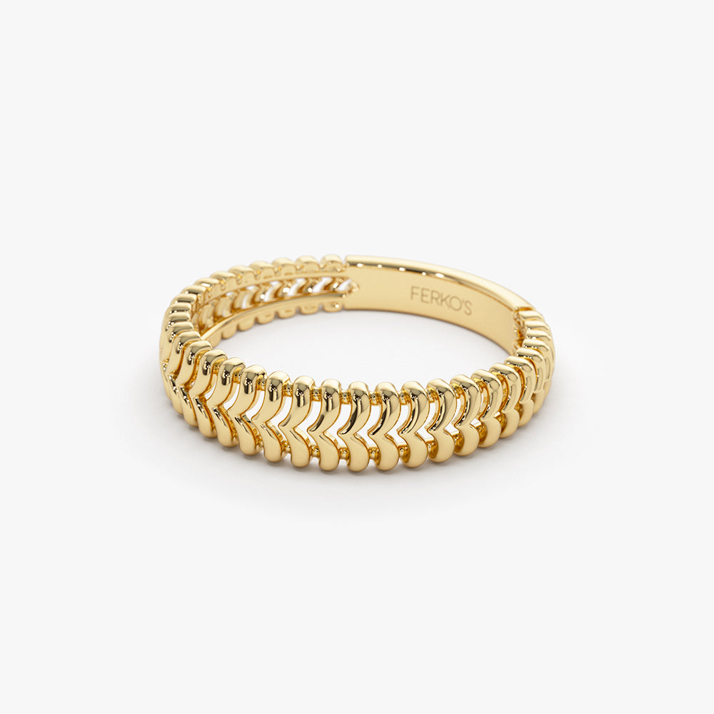 OBFJ1490 - 14k Unique Statement Stacking Gold Ring 7