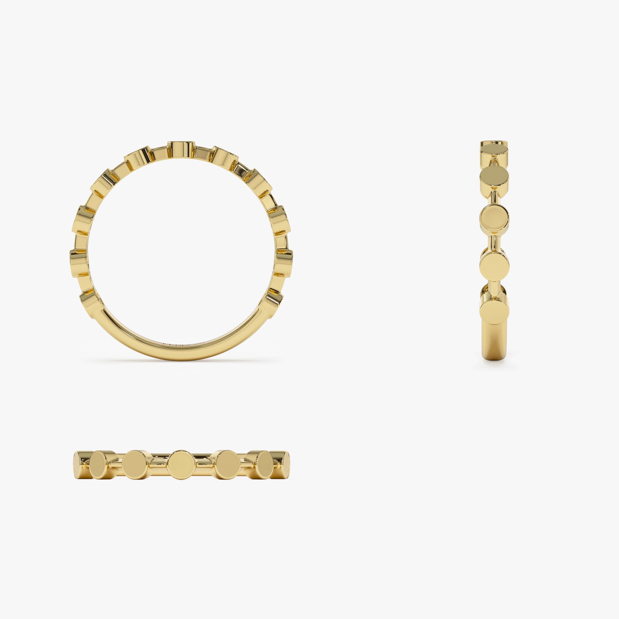 OBFJ1269 - 14K Tiny Round Stackable Ring For Women 8
