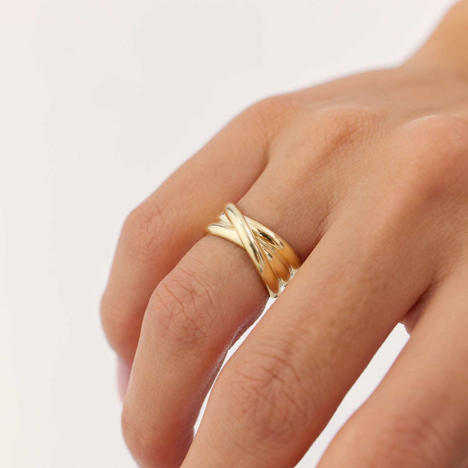 OBFJ1140 - 14k Solid Gold Multi-strand Crossover Ring 3