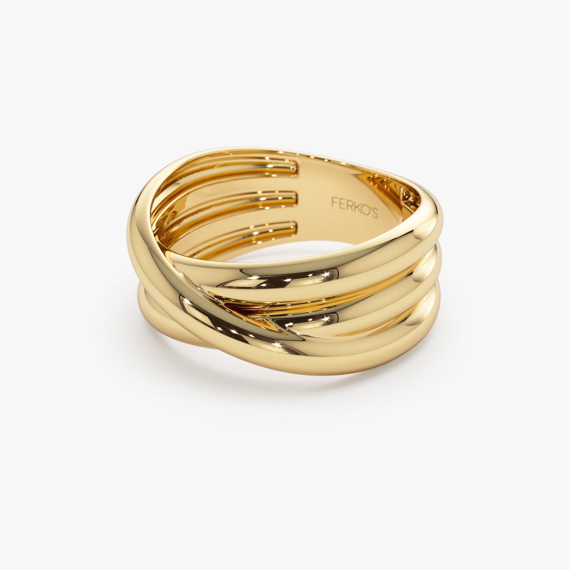 OBFJ1140 - 14k Solid Gold Multi-strand Crossover Ring 7