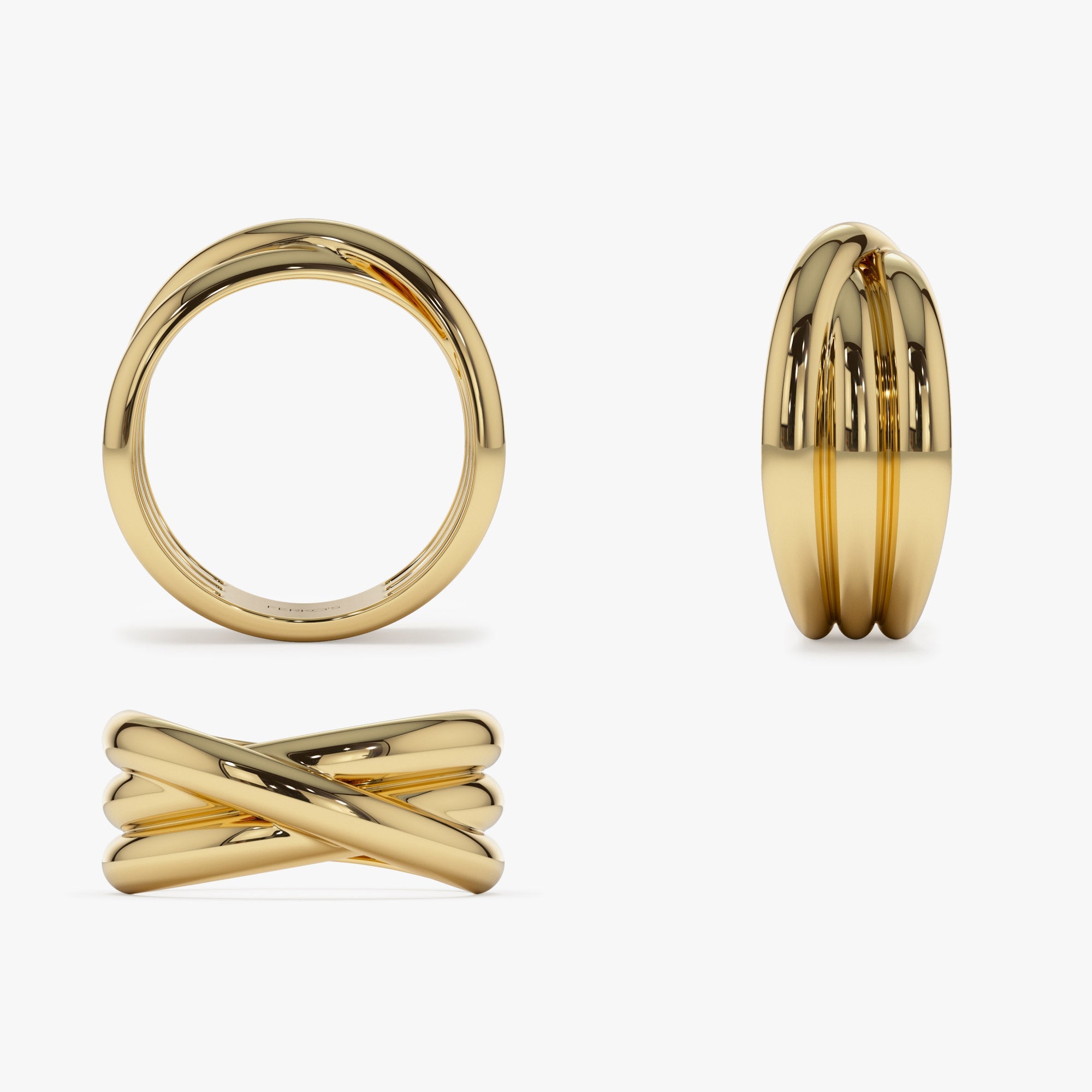 OBFJ1140 - 14k Solid Gold Multi-strand Crossover Ring 8