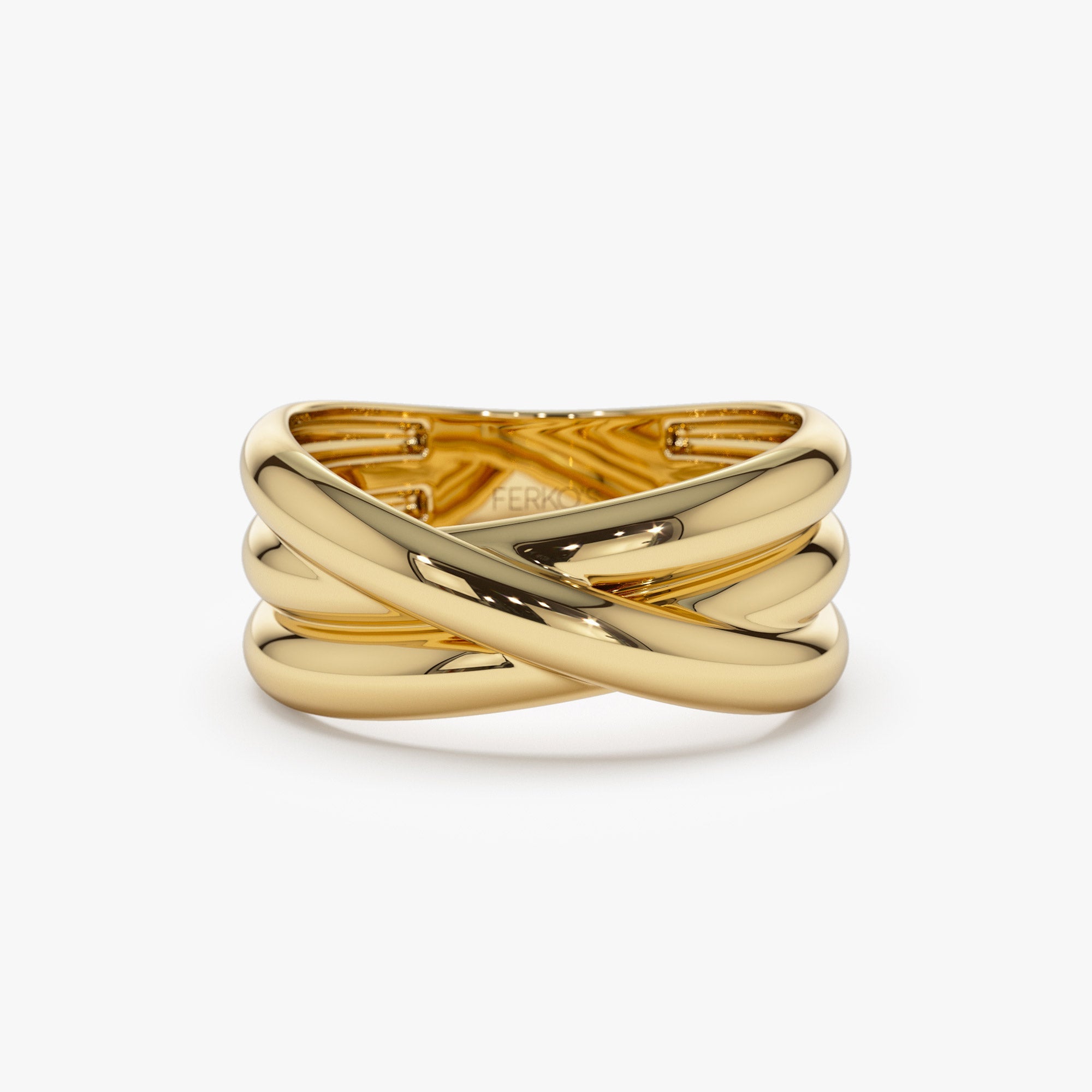 OBFJ1140 - 14k Solid Gold Multi-strand Crossover Ring 1