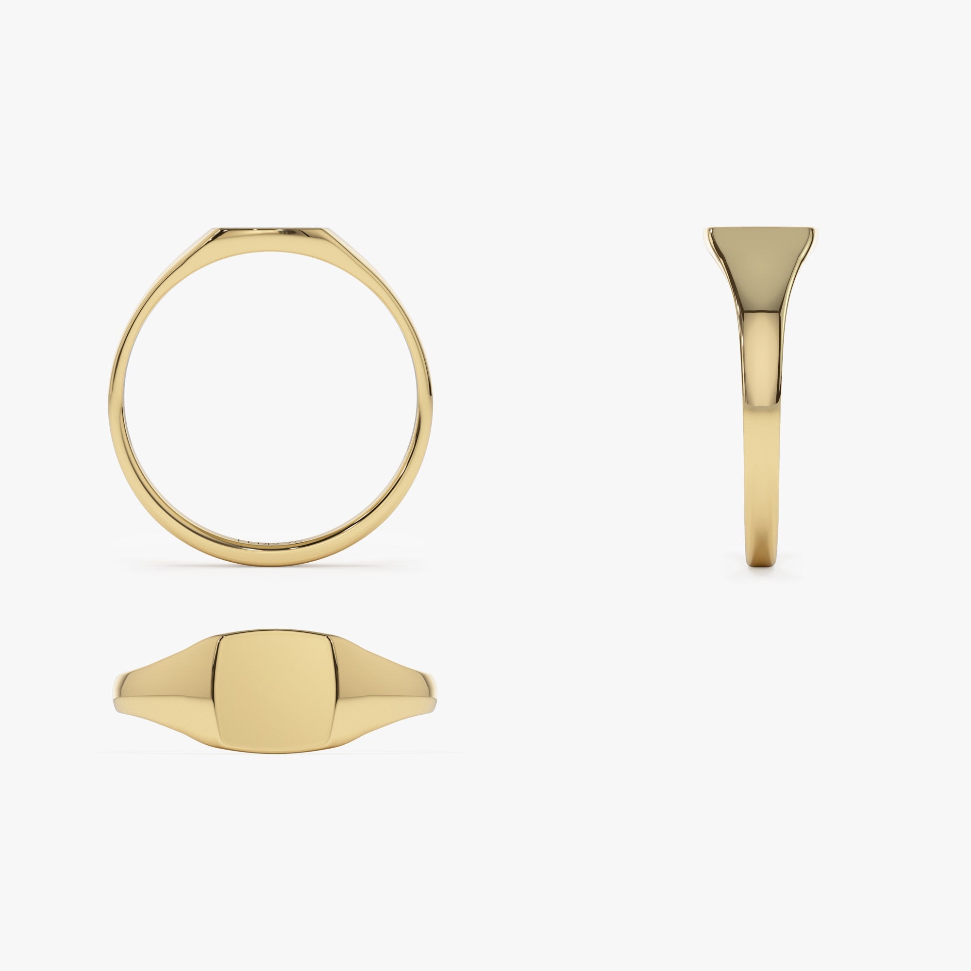 OBFJ1303 - 14k Gold Square Signet Ring 6