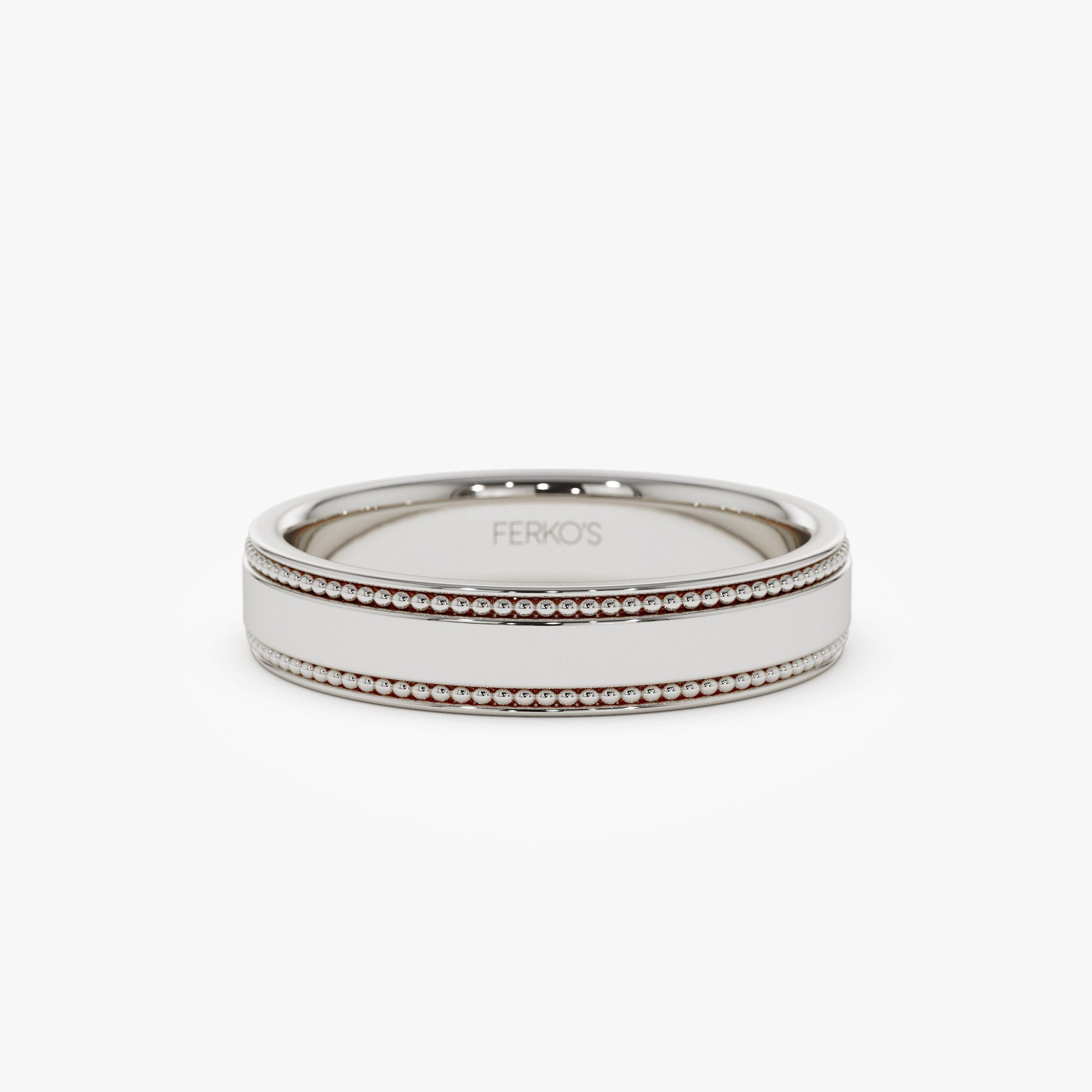 OBFJ1279 - 14k 4MM Flat Milgrain Edge Wedding Band 5