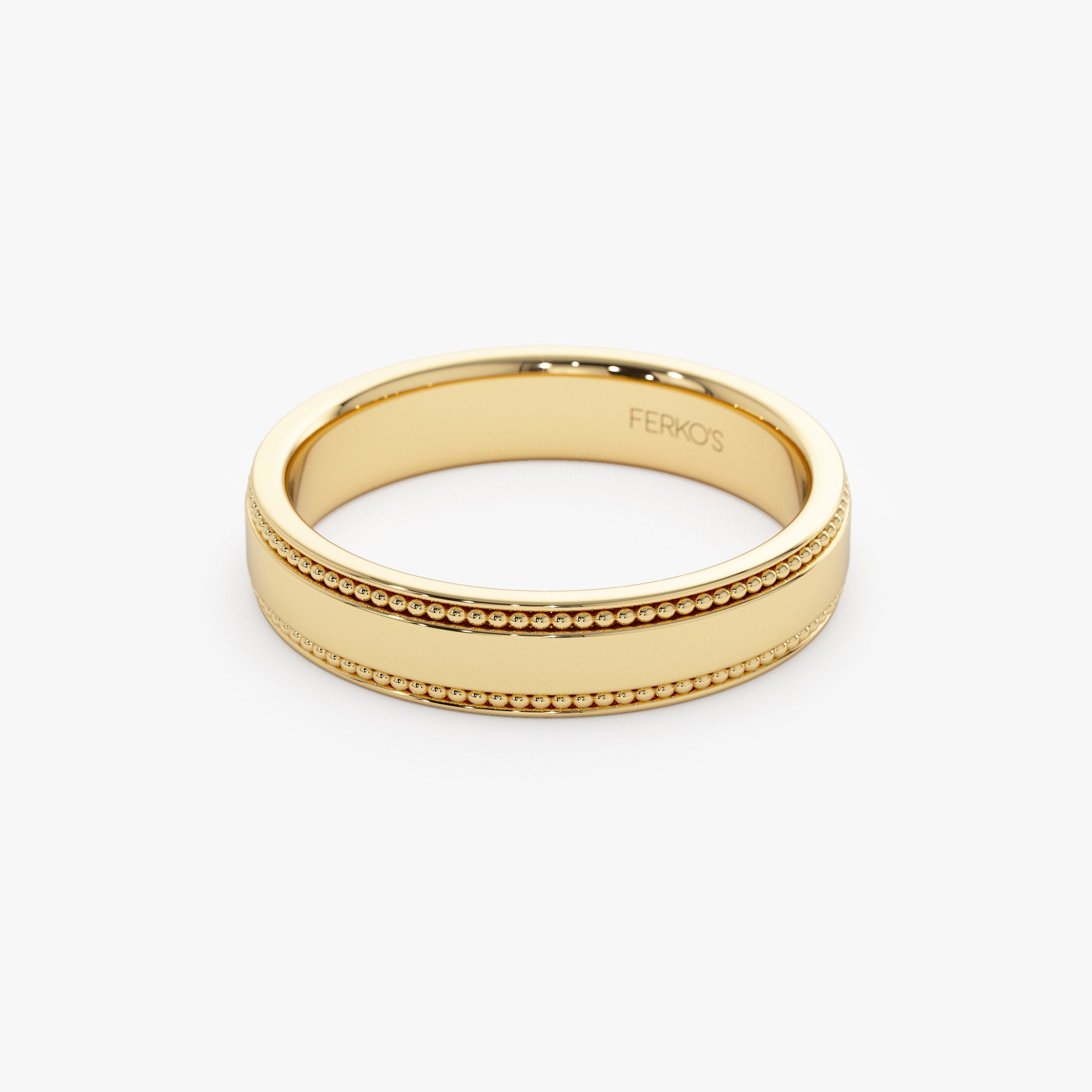 OBFJ1279 - 14k 4MM Flat Milgrain Edge Wedding Band 6
