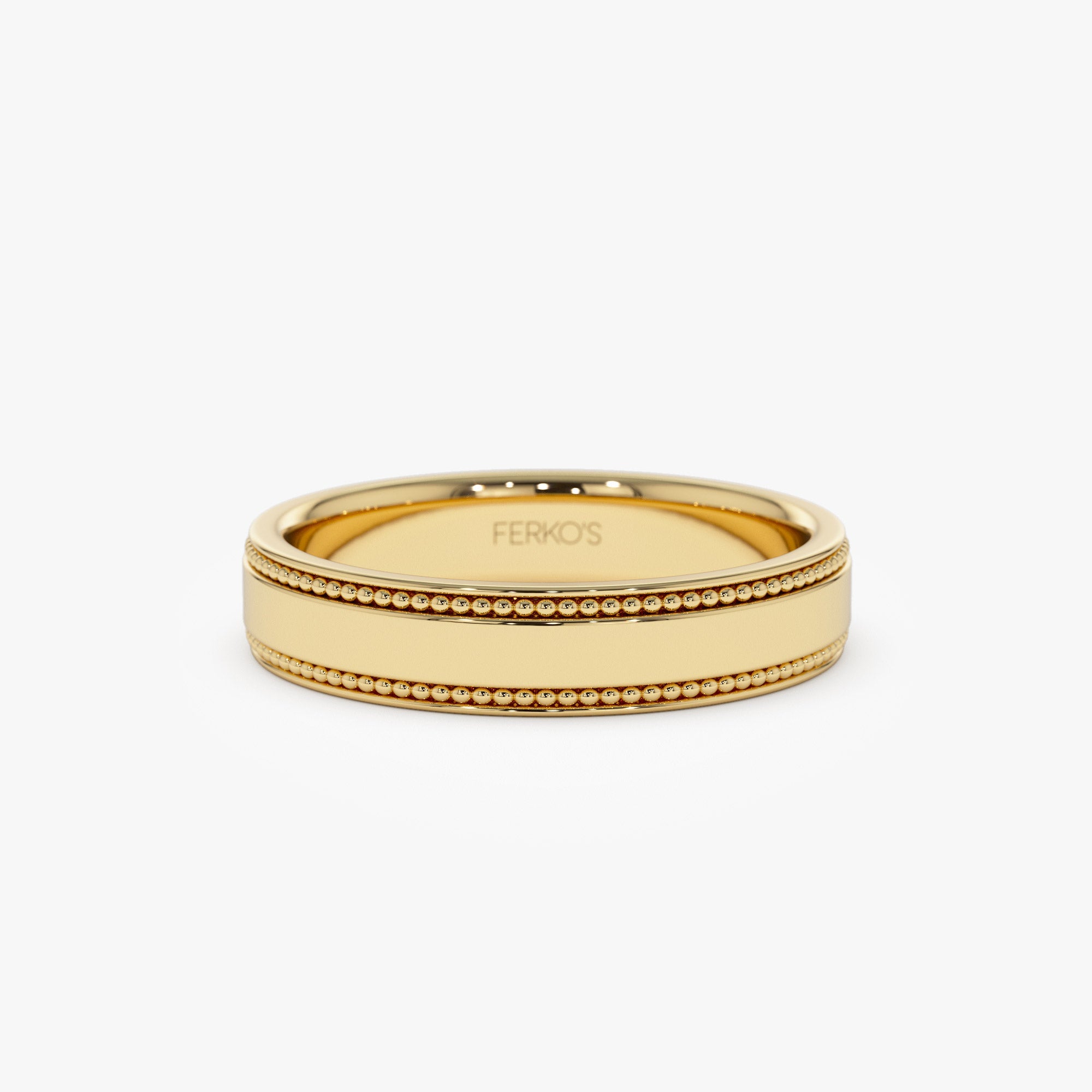 OBFJ1279 - 14k 4MM Flat Milgrain Edge Wedding Band 1