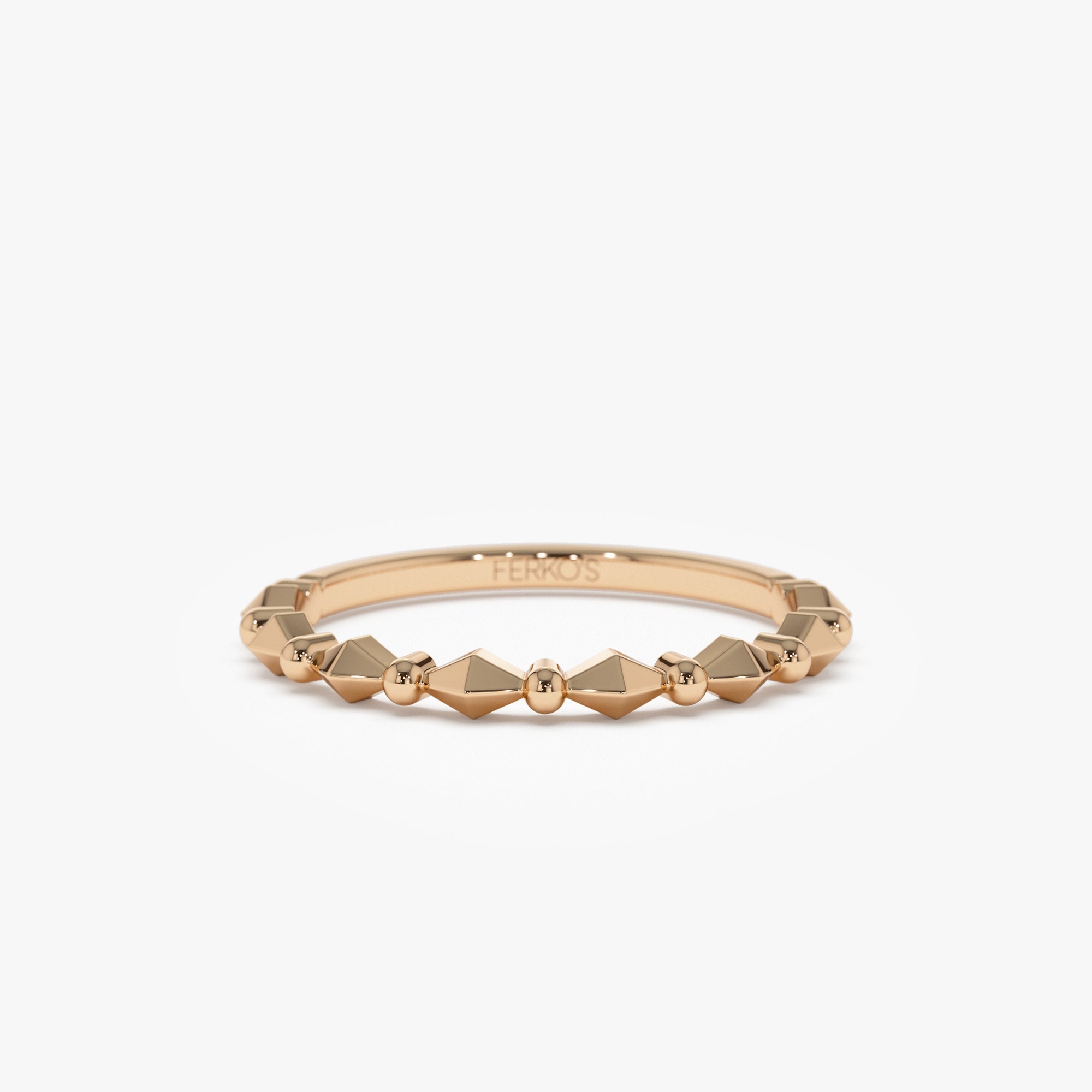 OBFJ1350 - 14K Pyramid and Bead Stacking Band 4