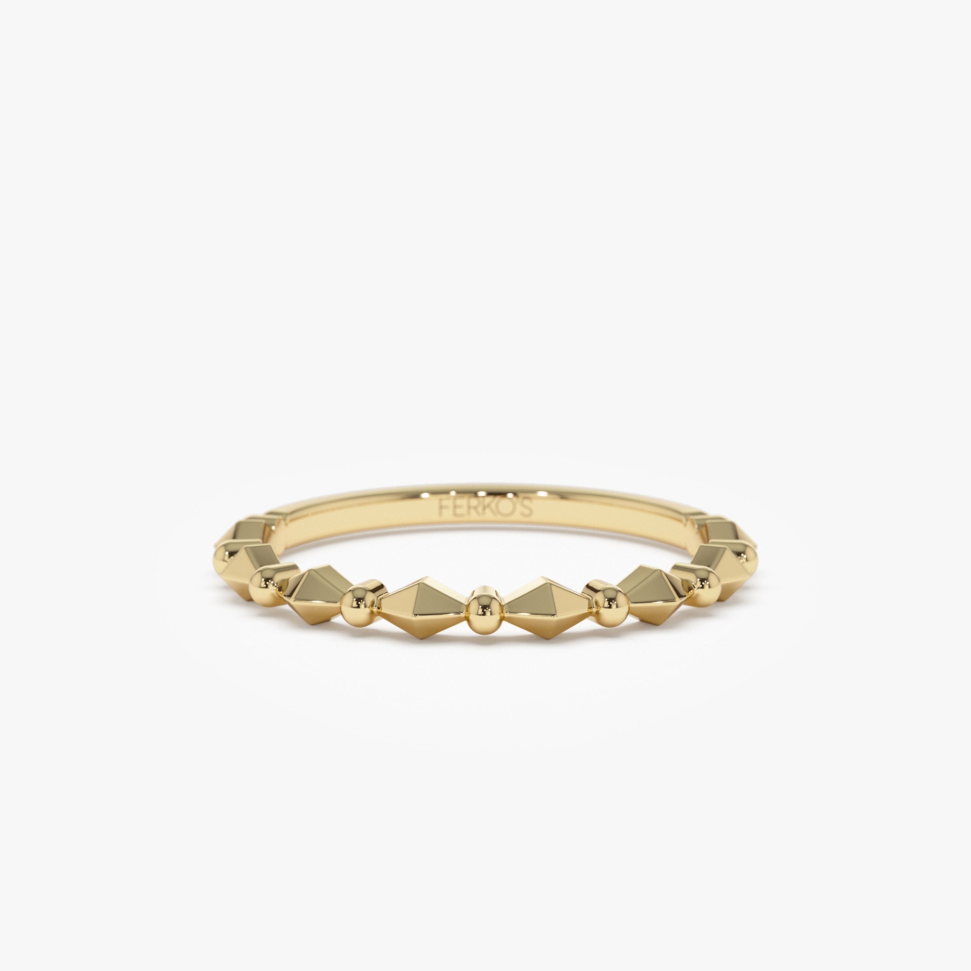OBFJ1350 - 14K Pyramid and Bead Stacking Band 1
