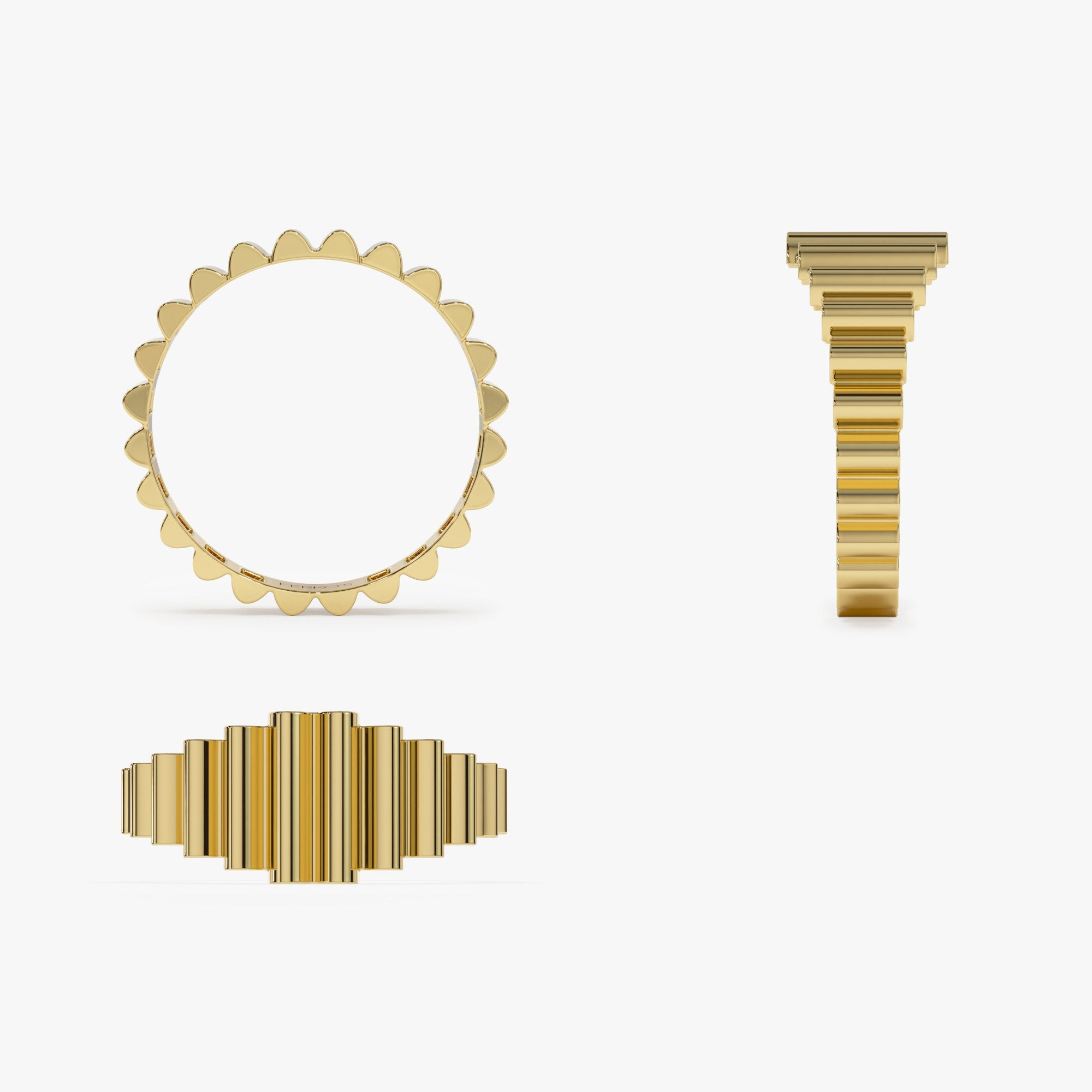 OBFJ1266 - 14K Bold Fluted Graduating Gold Ring 8