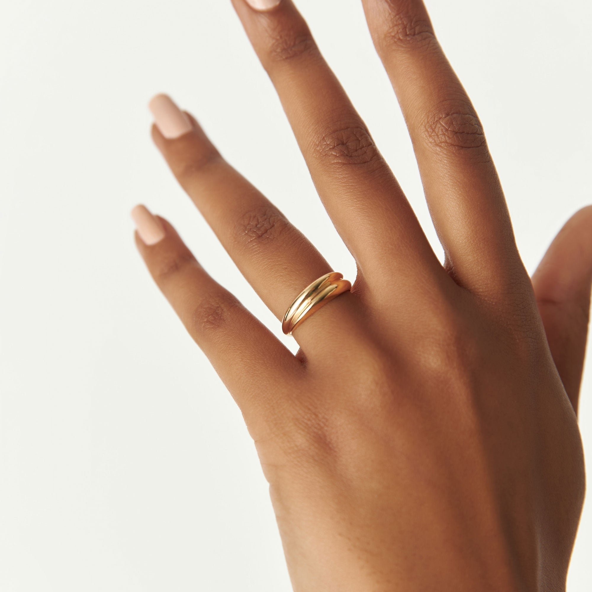 OBFJ1256 - 14k Dome Dual Band Stackable Statement Ring 6