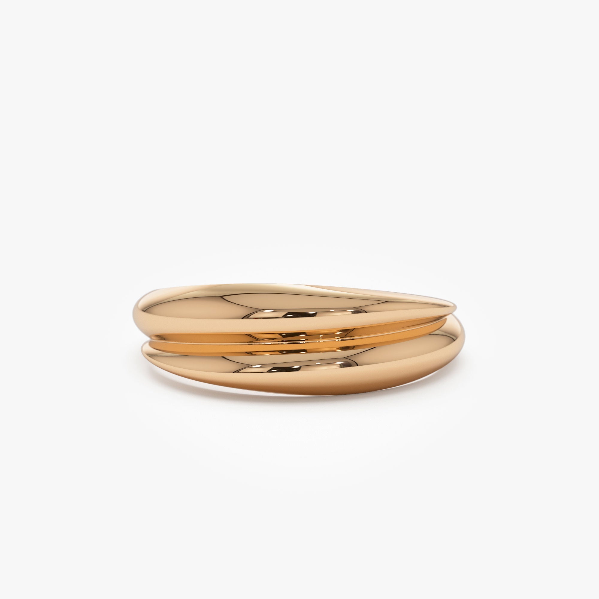 OBFJ1256 - 14k Dome Dual Band Stackable Statement Ring 7