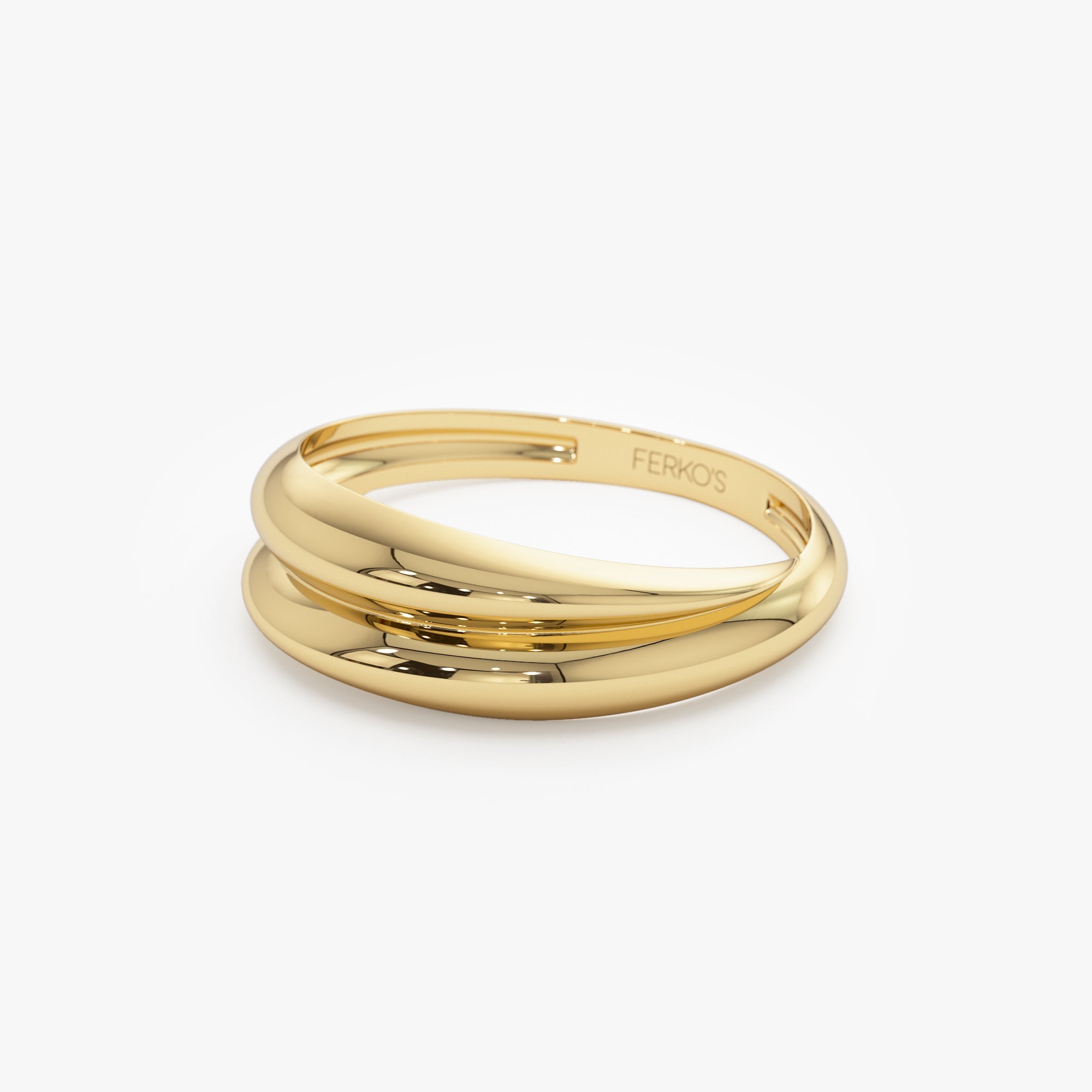 OBFJ1256 - 14k Dome Dual Band Stackable Statement Ring 9