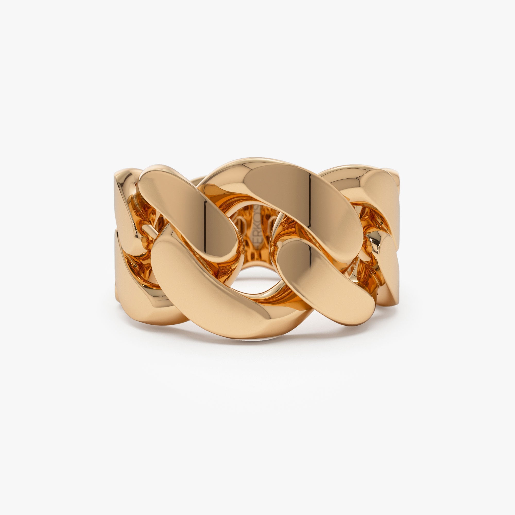 OBFJ1367 - 14k Chunky Cuban Curb Chain Link Ring 7