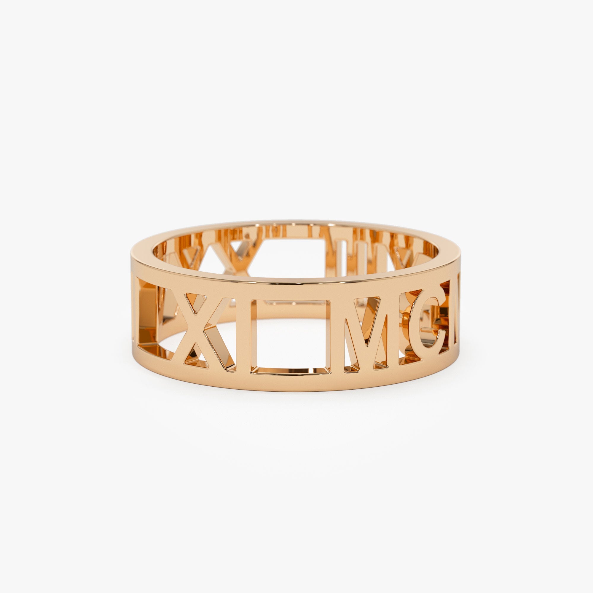 OBFJ1179 - 14K Gold Personalized Roman Numeral Ring 6