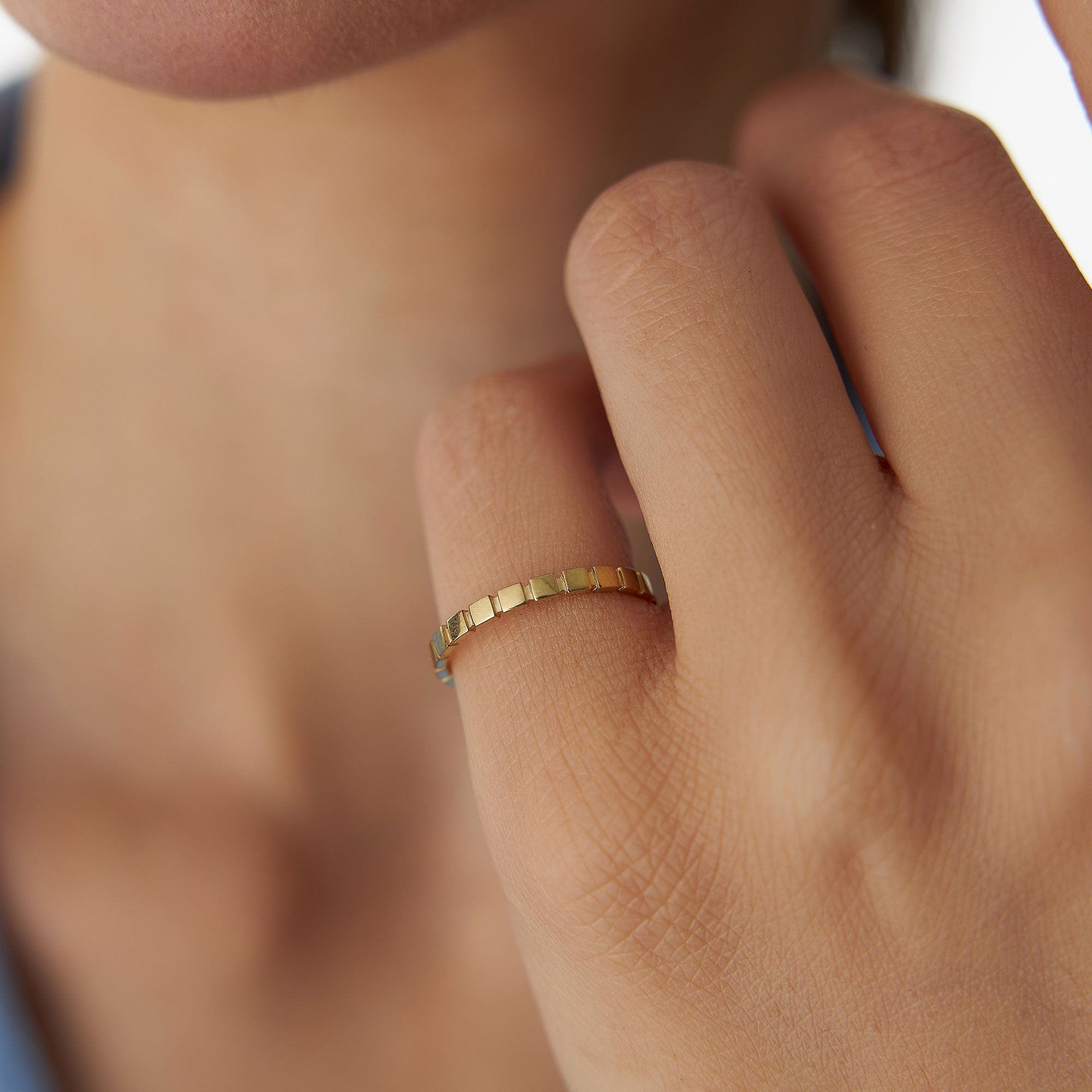 OBFJ1253 - 14K Geometric Square Stacking Ring 4