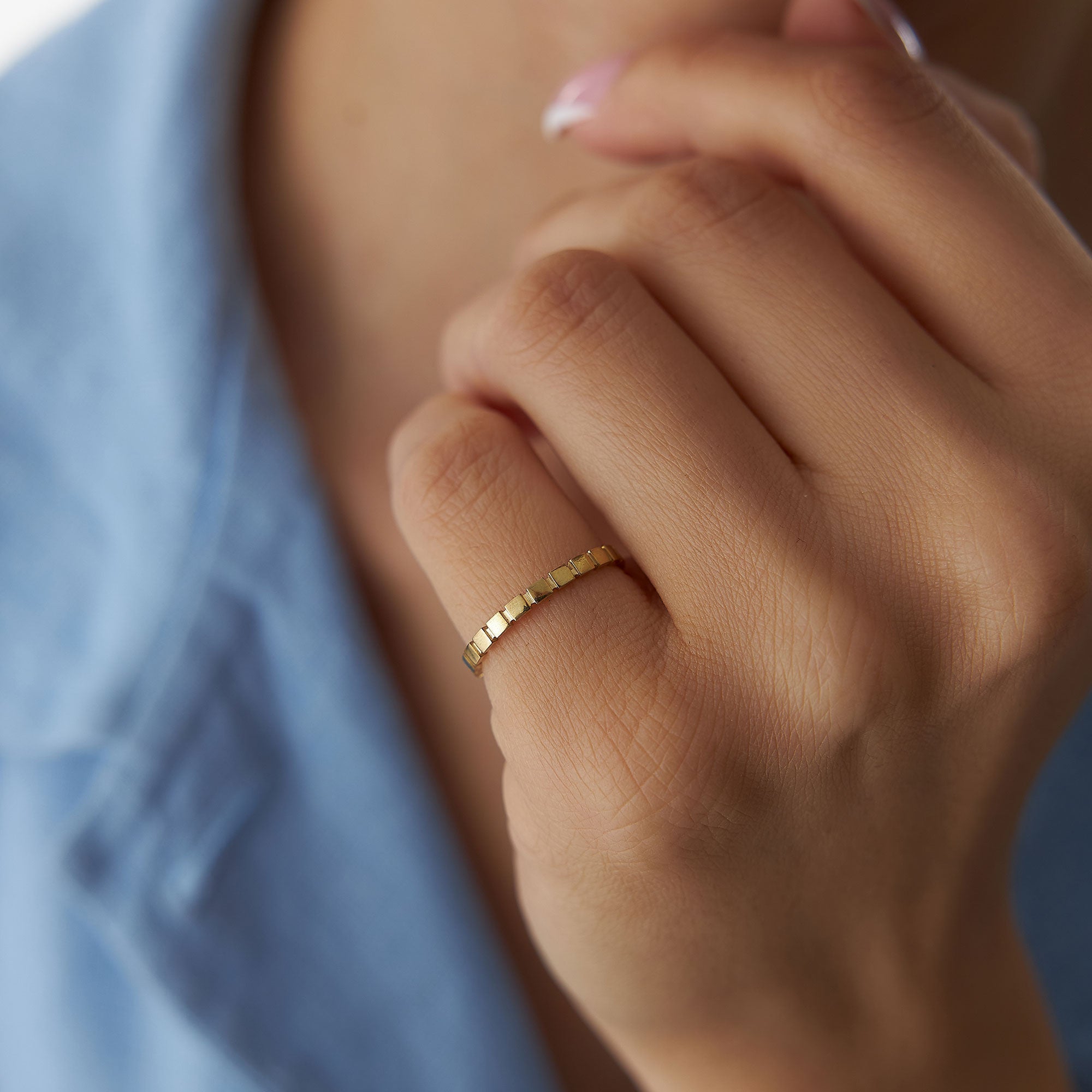 OBFJ1253 - 14K Geometric Square Stacking Ring 3