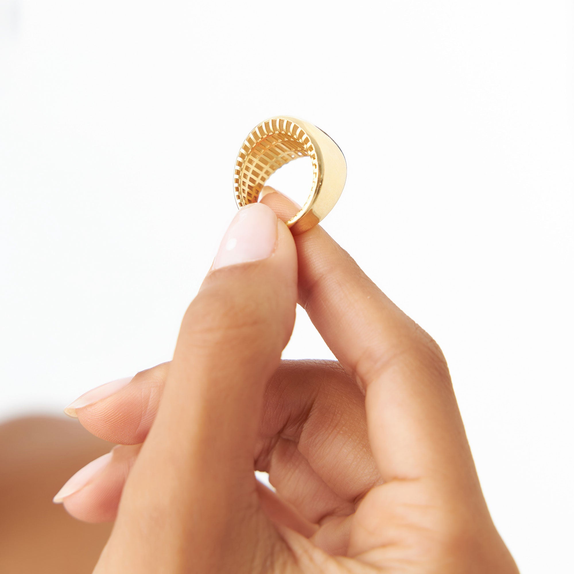 OBFJ1133 - 14k Chunky Gold Dome Graduating Statement Ring 4