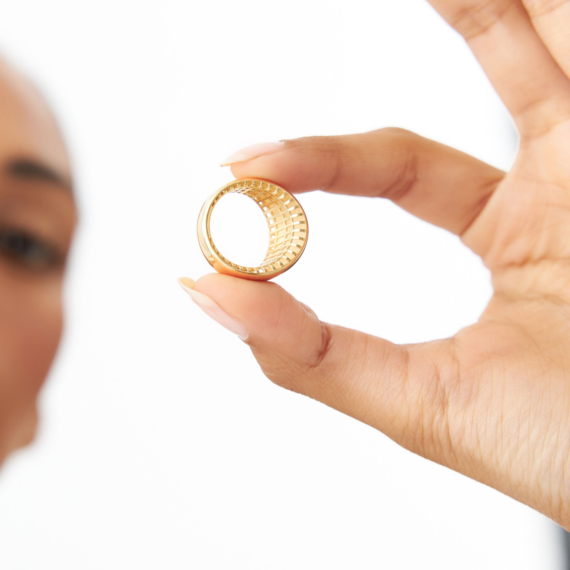 OBFJ1133 - 14k Chunky Gold Dome Graduating Statement Ring 5