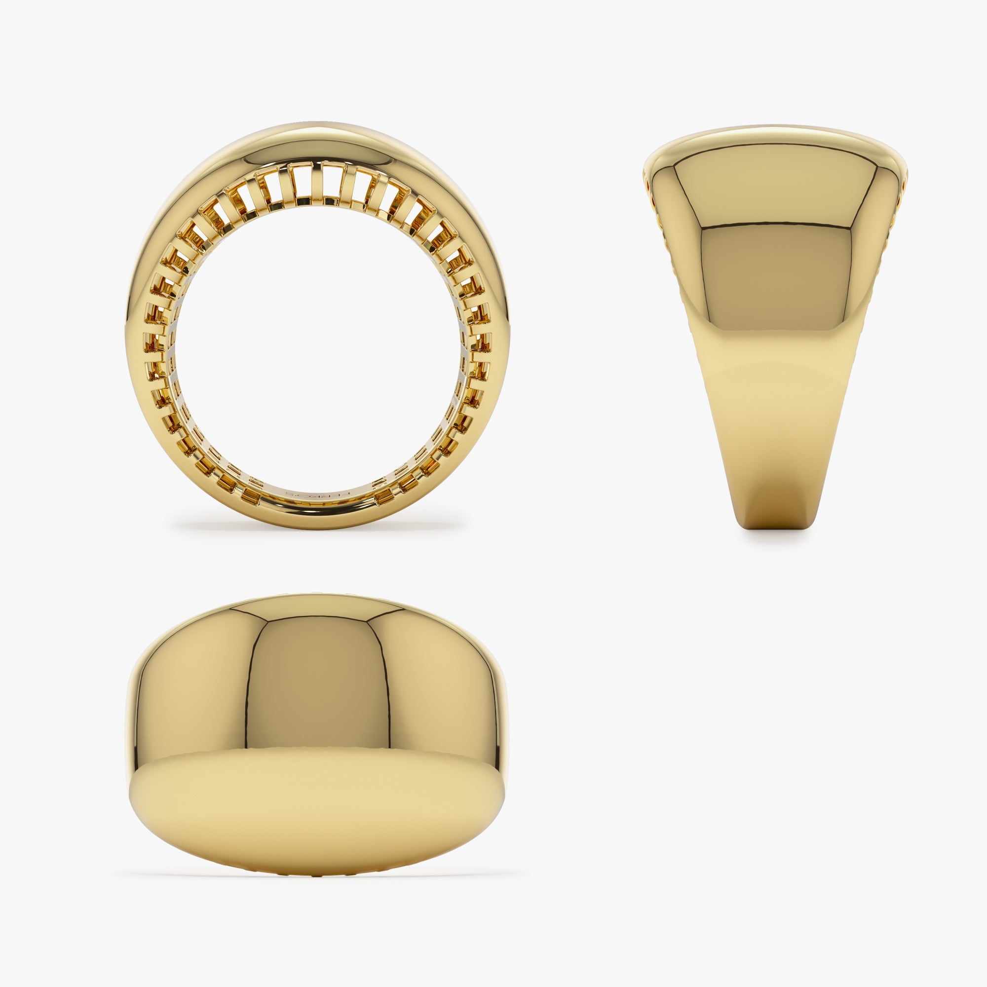 OBFJ1133 - 14k Chunky Gold Dome Graduating Statement Ring 11